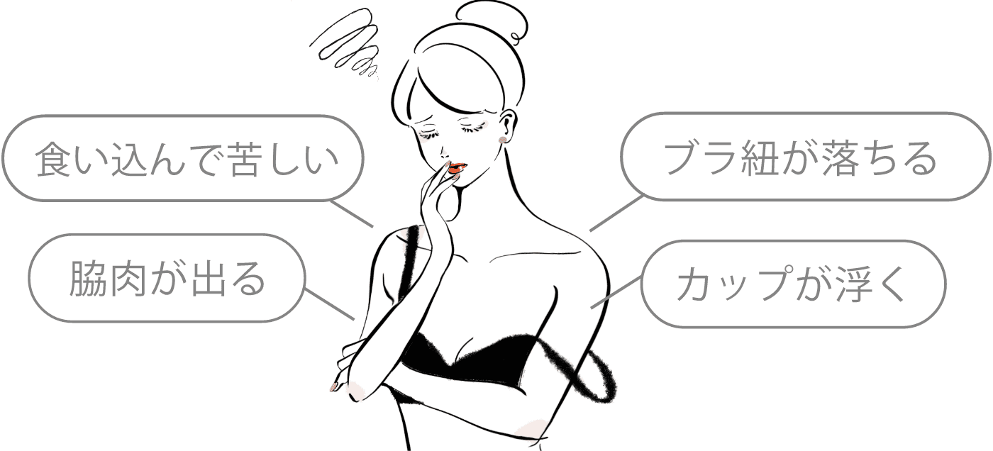 ジャストフィットのブラに出会えていない女性のイメージ